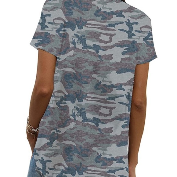 Camo print vneck t-shirt - Picture 3 of 5
